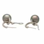 Vintage Tahitian Pearl and Diamond Hoop Earrings