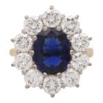 Vintage Blue Sapphire and Diamond Cluster Ring