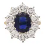 Vintage Blue Sapphire and Diamond Cluster Ring