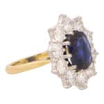 Vintage Blue Sapphire and Diamond Cluster Ring