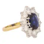 Vintage Blue Sapphire and Diamond Cluster Ring