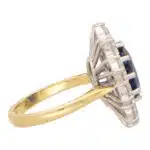 Vintage Blue Sapphire and Diamond Cluster Ring