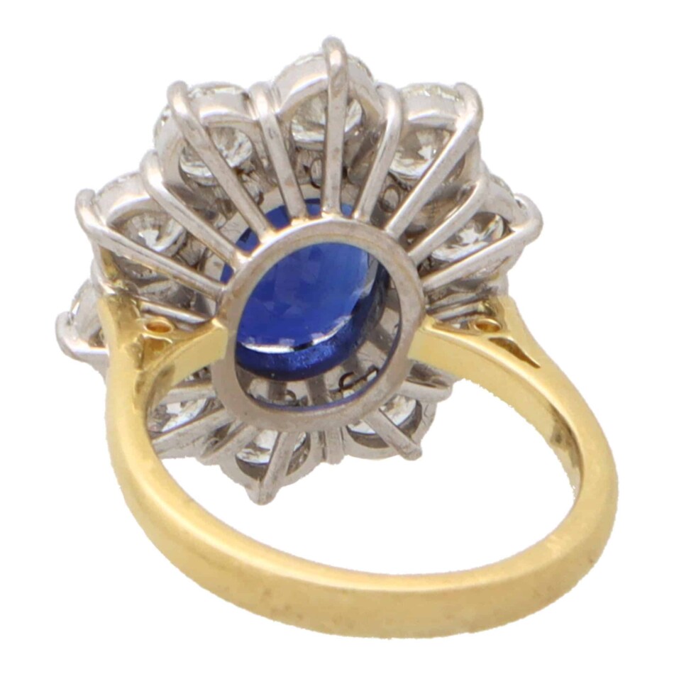 Vintage Blue Sapphire and Diamond Cluster Ring