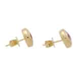 Pink Sapphire Etruscan Inspired Yellow Gold Stud Earrings