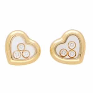 Vintage Chopard Happy Diamonds Heart Stud Earrings