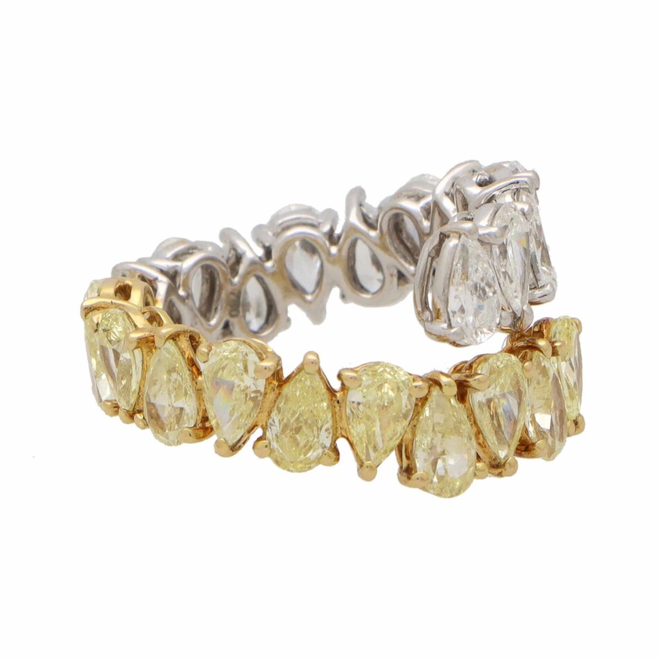 Vintage Yellow and White Pear Cut Diamond Wrap Ring