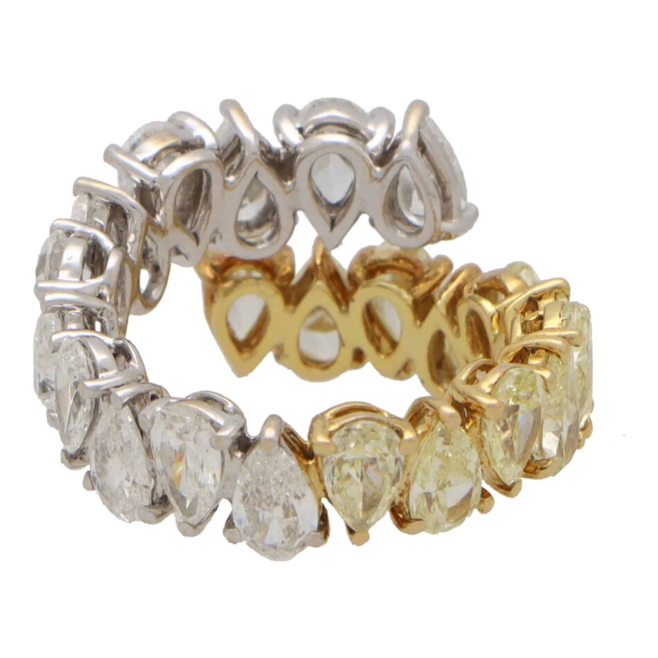 Vintage Yellow and White Pear Cut Diamond Wrap Ring