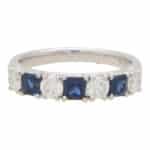 Blue Sapphire and Diamond Seven Stone Ring
