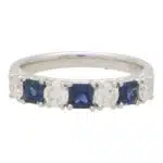 Blue Sapphire and Diamond Seven Stone Ring