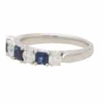 Blue Sapphire and Diamond Seven Stone Ring