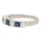 Blue Sapphire and Diamond Seven Stone Ring