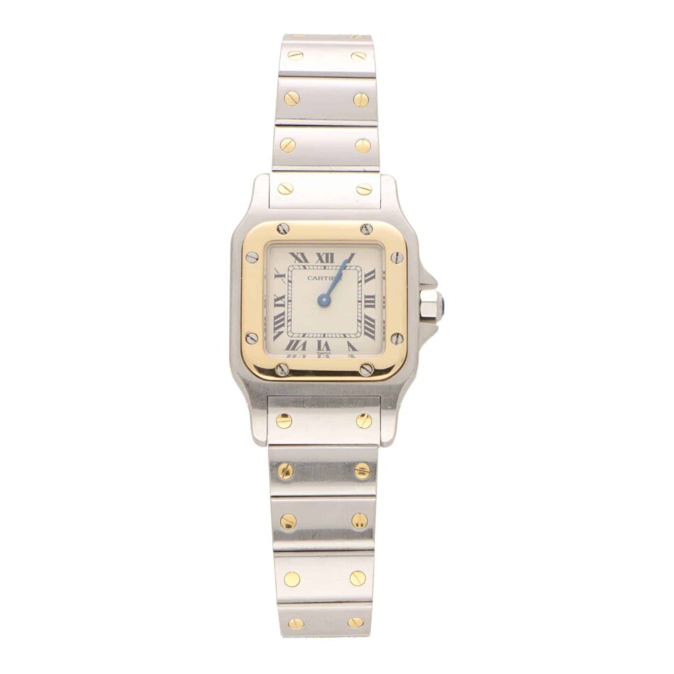 Vintage Cartier Sanots Galbee 24mm Steel and Gold Watch