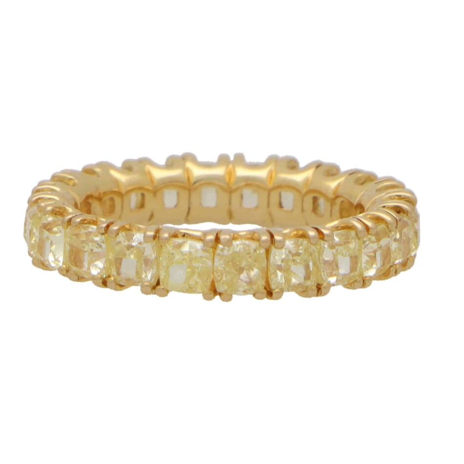 Vintage Cushion Cut Yellow Diamond Full Eternity Ring