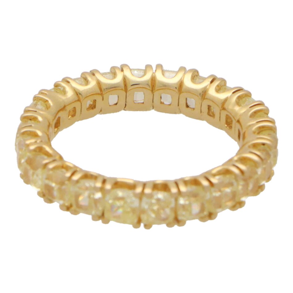 Vintage Cushion Cut Yellow Diamond Full Eternity Ring
