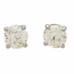 Vintage 4.93ct Old European Cut Diamond Solitaire Stud Earrings