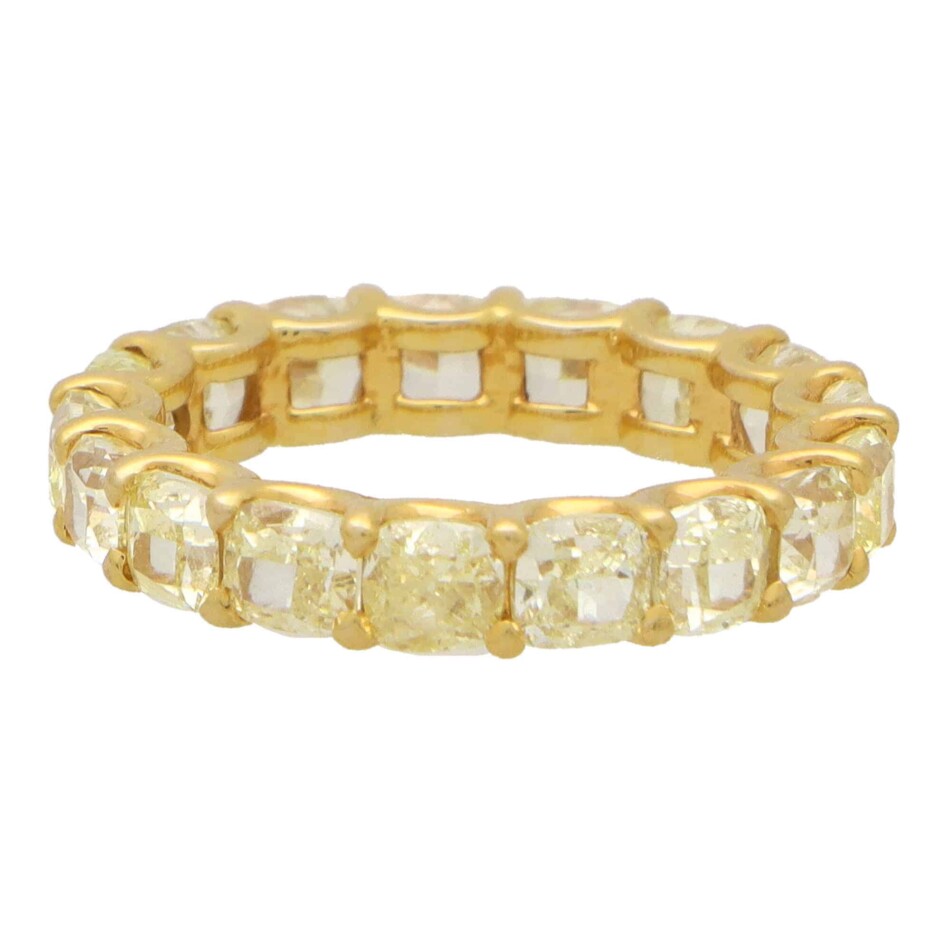 Vintage Cushion Cut Yellow Diamond Full Eternity Ring (Large)