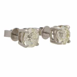 Vintage 4.93ct Old European Cut Diamond Solitaire Stud Earrings