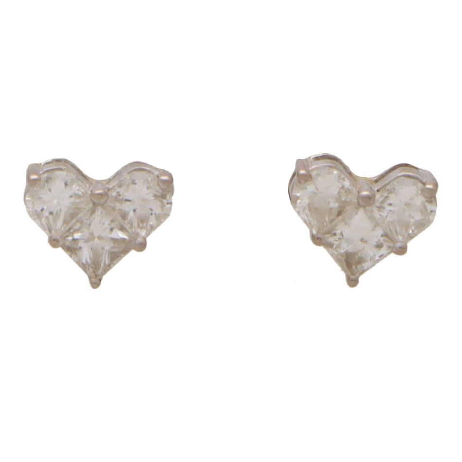 Diamond Heart Stud Earrings