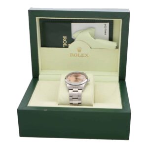 Vintage 2005 Salmon Pink Rolex Oyster Perpetual Date Watch