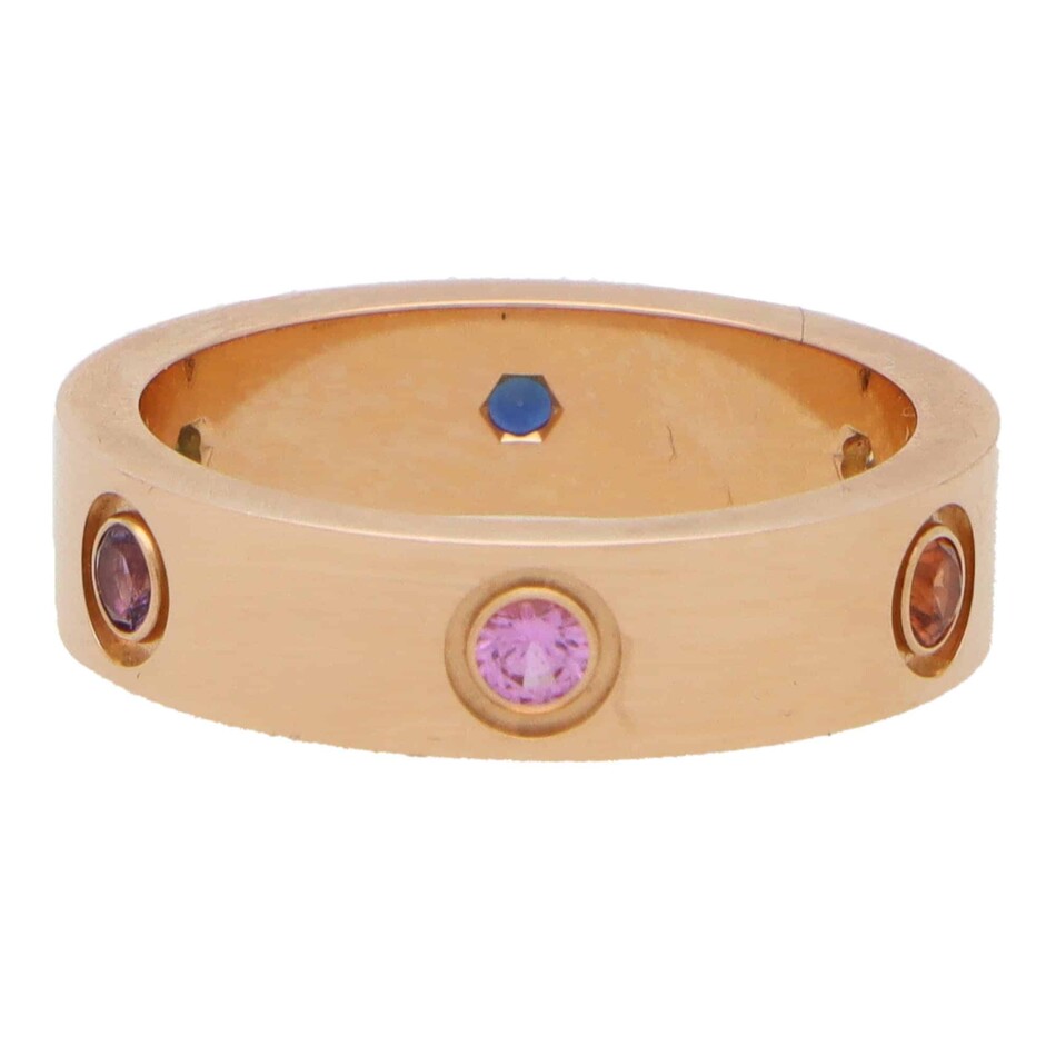 Vintage Cartier Rainbow Gem Set Love Ring