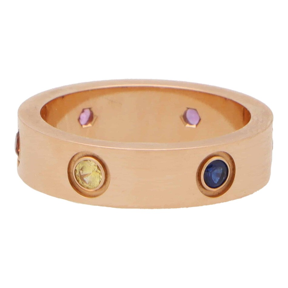 Vintage Cartier Rainbow Gem Set Love Ring