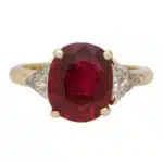 Vintage Boucheron Unheated Ruby and Diamond Ring
