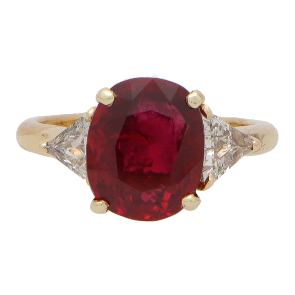 Vintage Boucheron Unheated Ruby and Diamond Ring