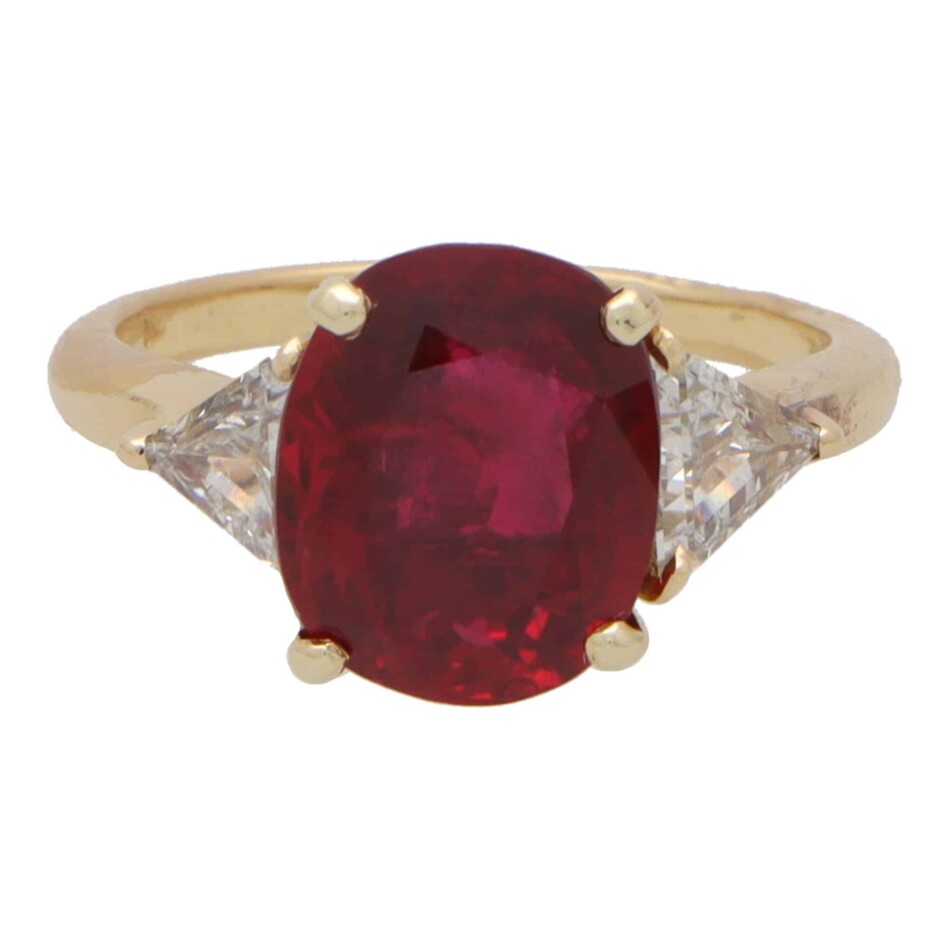 Vintage Boucheron Unheated Ruby and Diamond Ring