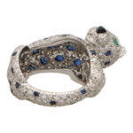 Vintage Cartier Diamond and Cabochon Sapphire Panther Ring