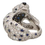 Vintage Cartier Diamond and Cabochon Sapphire Panther Ring