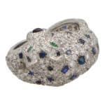 Vintage Cartier Diamond and Cabochon Sapphire Panther Ring