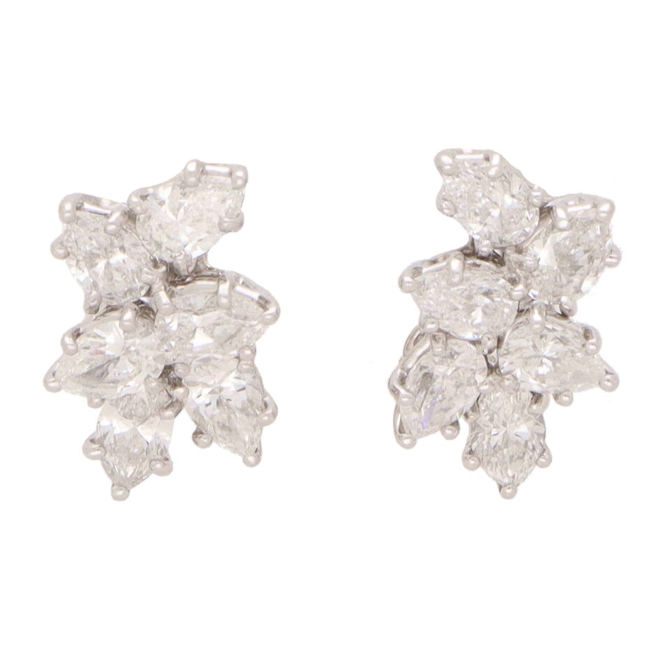 Vintage Harry Winston Diamond Cluster Earrings