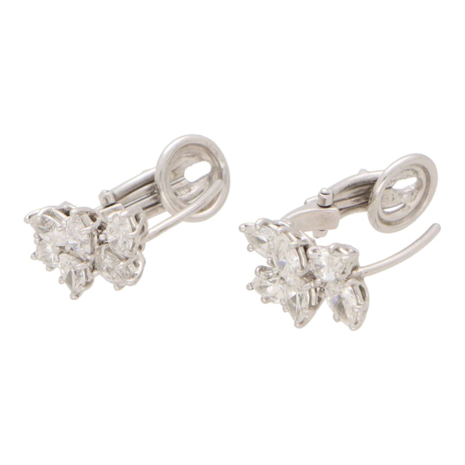 Vintage Harry Winston Diamond Cluster Earrings