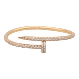 Vintage Cartier Diamond Juste Un Clou Bangle in Rose Gold, 17