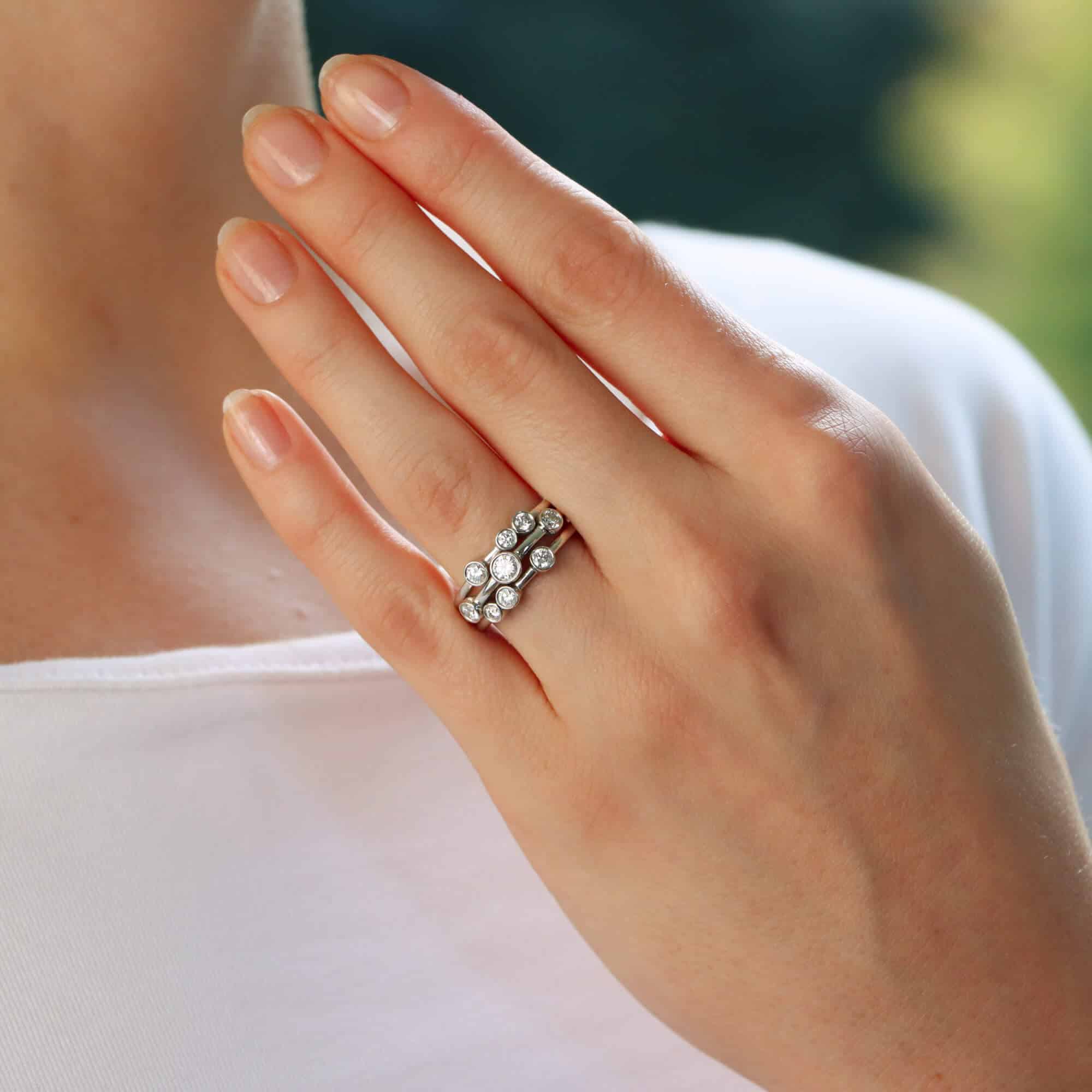Contemporary Diamond Bubble Ring (Small Model)