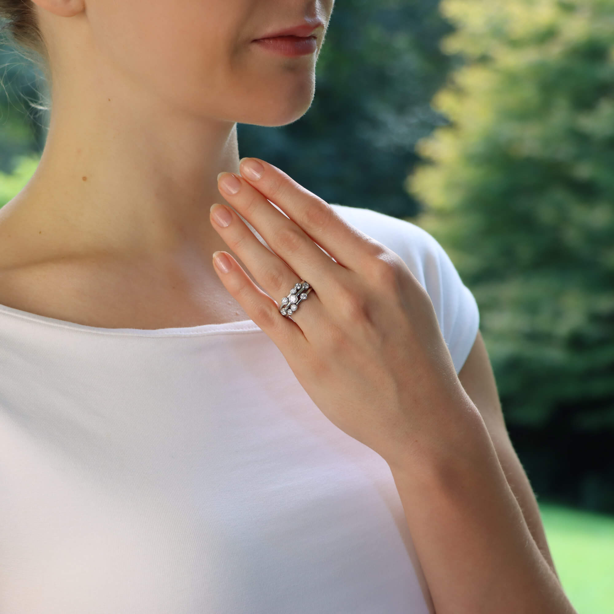 Contemporary Diamond Bubble Ring (Small Model)