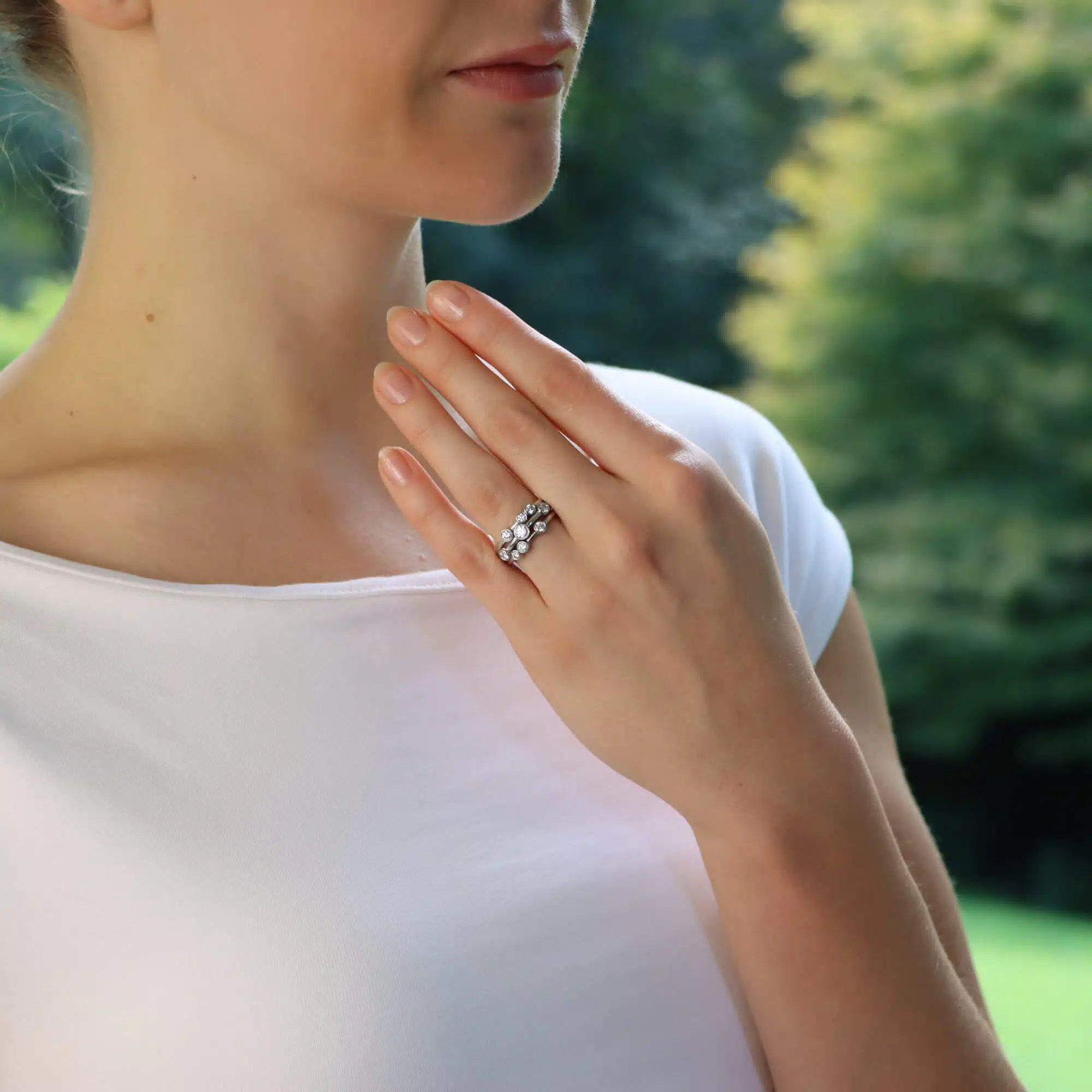 Contemporary Diamond Bubble Ring (Small Model)
