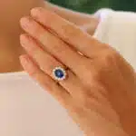 Contemporary Oval Sapphire and Diamond Cluster Ring
