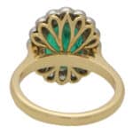 Contemporary Oval Emerald and Diamond Cluster Ring