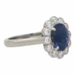 Contemporary Oval Sapphire and Diamond Cluster Ring