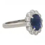 Contemporary Oval Sapphire and Diamond Cluster Ring