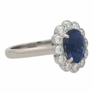 Contemporary Oval Sapphire and Diamond Cluster Ring