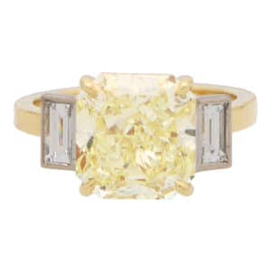 GIA Certified Natural Fancy Yellow Radiant Cut Diamond Ring