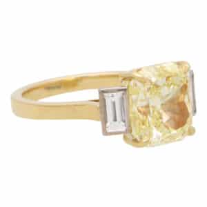 GIA Certified Natural Fancy Yellow Radiant Cut Diamond Ring
