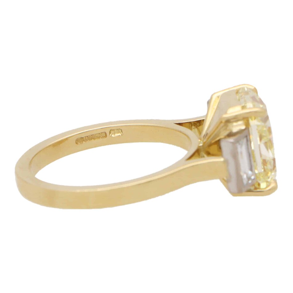 GIA Certified Natural Fancy Yellow Radiant Cut Diamond Ring