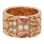 Vintage Bulgari Serpenti Seduttori Rubellite and Diamond Ring