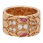 Vintage Bulgari Serpenti Seduttori Rubellite and Diamond Ring