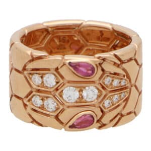 Vintage Bvlgari Serpenti Seduttori Rubellite and Diamond Ring