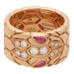 Vintage Bulgari Serpenti Seduttori Rubellite and Diamond Ring