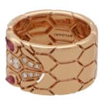 Vintage Bvlgari Serpenti Seduttori Rubellite and Diamond Ring